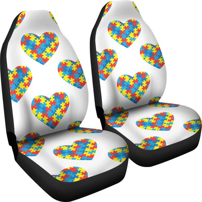 Autism Awareness Heart Design Print Universal Fit Car Seat Covers