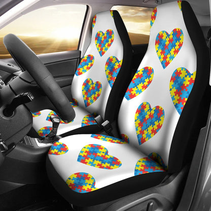 Autism Awareness Heart Design Print Universal Fit Car Seat Covers