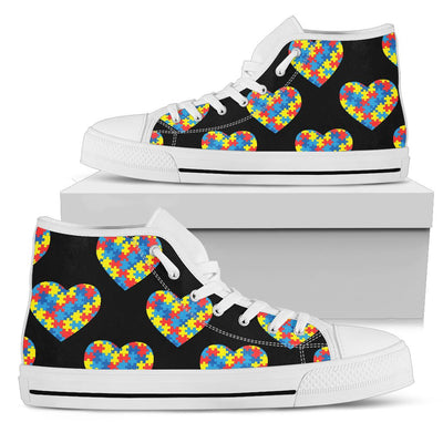 Autism Awareness Heart Design Print Women High Top Shoes