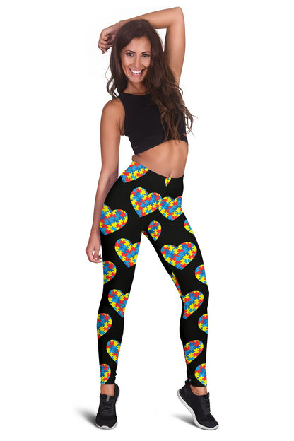 Autism Awareness Heart Design Print Women Leggings