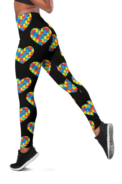 Autism Awareness Heart Design Print Women Leggings