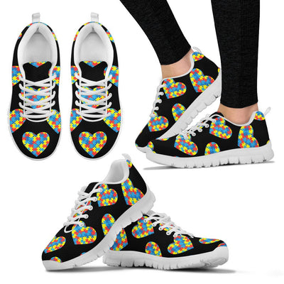 Autism Awareness Heart Design Print Women Sneakers Shoes