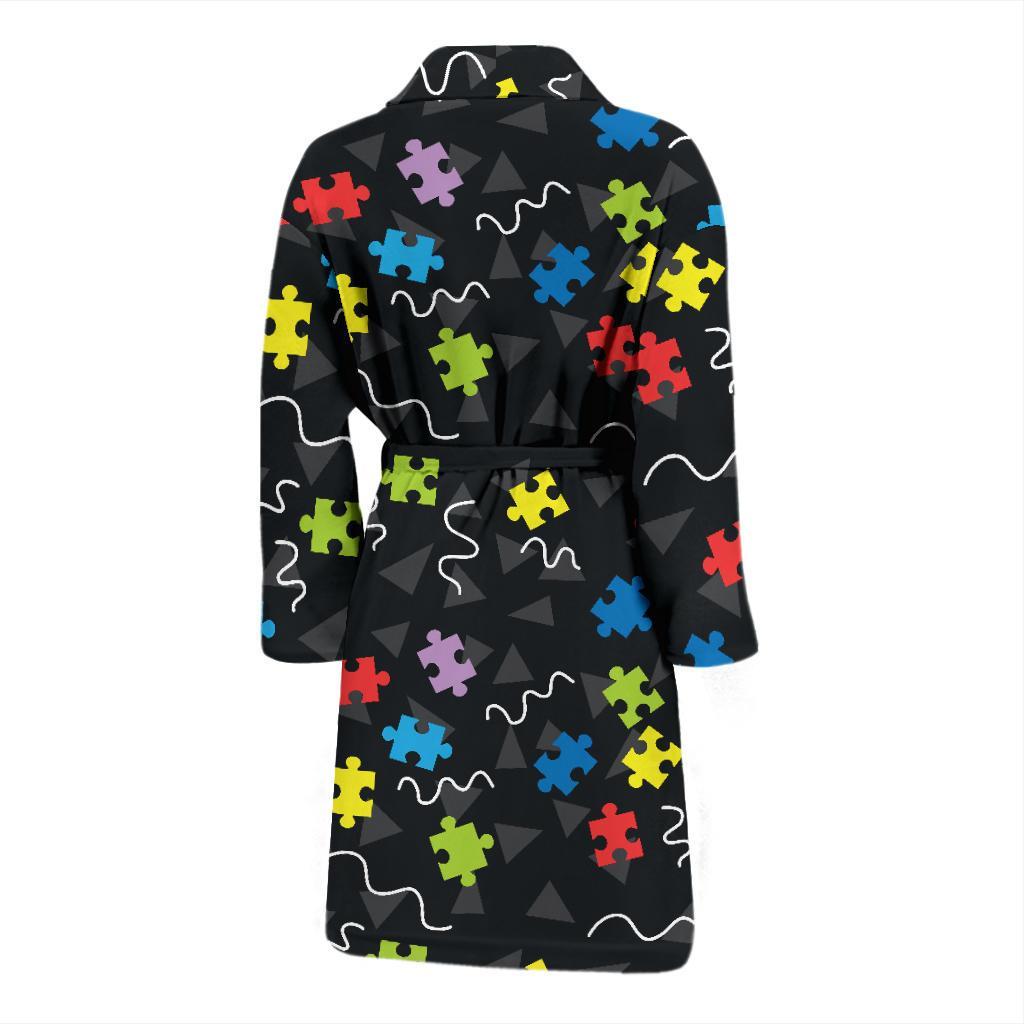 Autism Awareness Pattern Print Design 01 Men Bathrobe-JORJUNE.COM