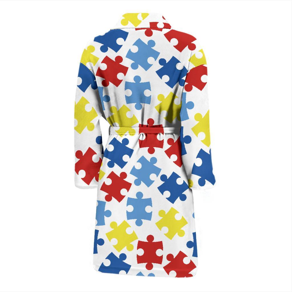 Autism Awareness Pattern Print Design 04 Men Bathrobe-JORJUNE.COM