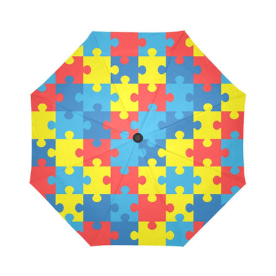 Autism Awareness Puzzles Design Print Automatic Foldable Umbrella