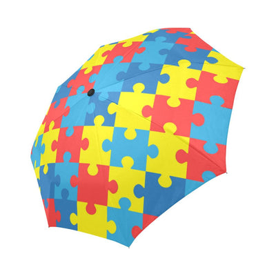 Autism Awareness Puzzles Design Print Automatic Foldable Umbrella