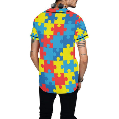 Autism Awareness Puzzles Design Print Baseball Jersey-JTAMIGO.COM