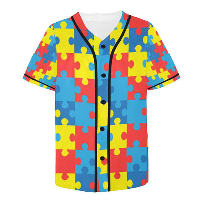 Autism Awareness Puzzles Design Print Baseball Jersey-JTAMIGO.COM