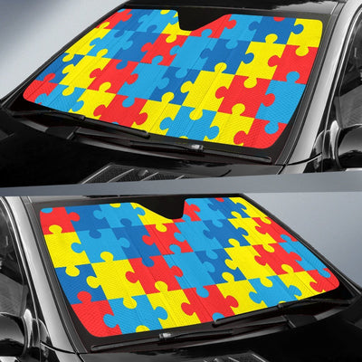 Autism Awareness Puzzles Design Print Car Sun Shade For Windshield