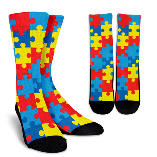 Autism Awareness Puzzles Design Print Crew Socks