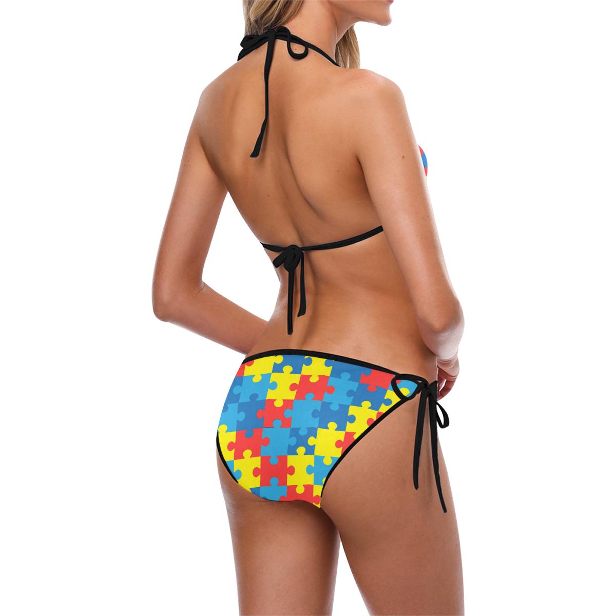 Autism Awareness Puzzles Design Print Custom Bikini Swimsuit (Model S01)