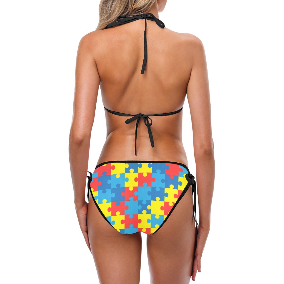 Autism Awareness Puzzles Design Print Custom Bikini Swimsuit (Model S01)
