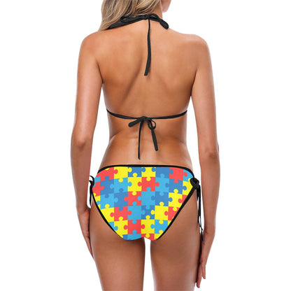 Autism Awareness Puzzles Design Print Custom Bikini Swimsuit (Model S01)
