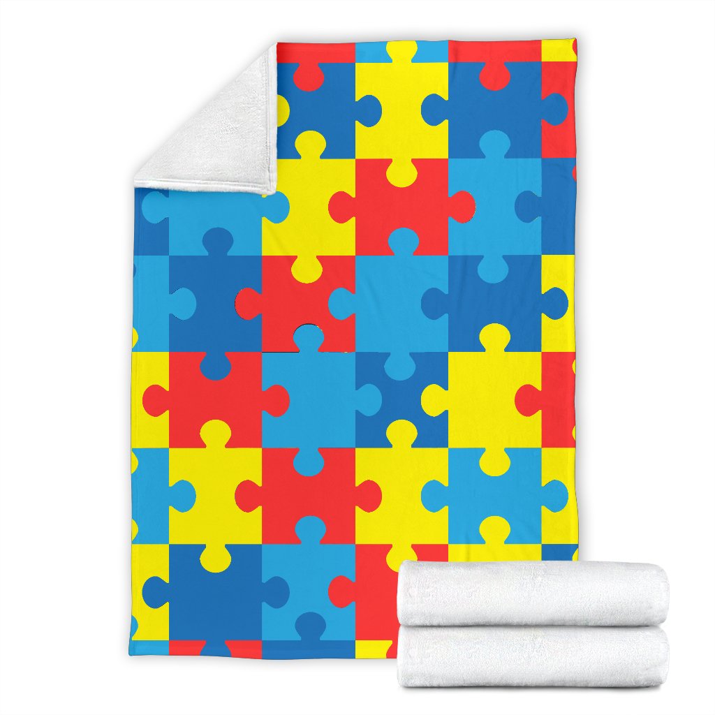 Autism Awareness Puzzles Design Print Fleece Blanket