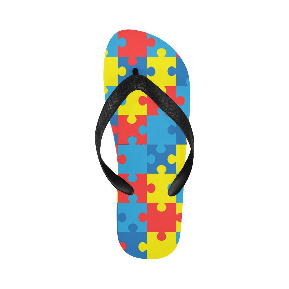Autism Awareness Puzzles Design Print Flip Flops-JTAMIGO.COM