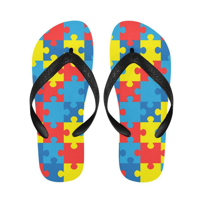 Autism Awareness Puzzles Design Print Flip Flops-JTAMIGO.COM