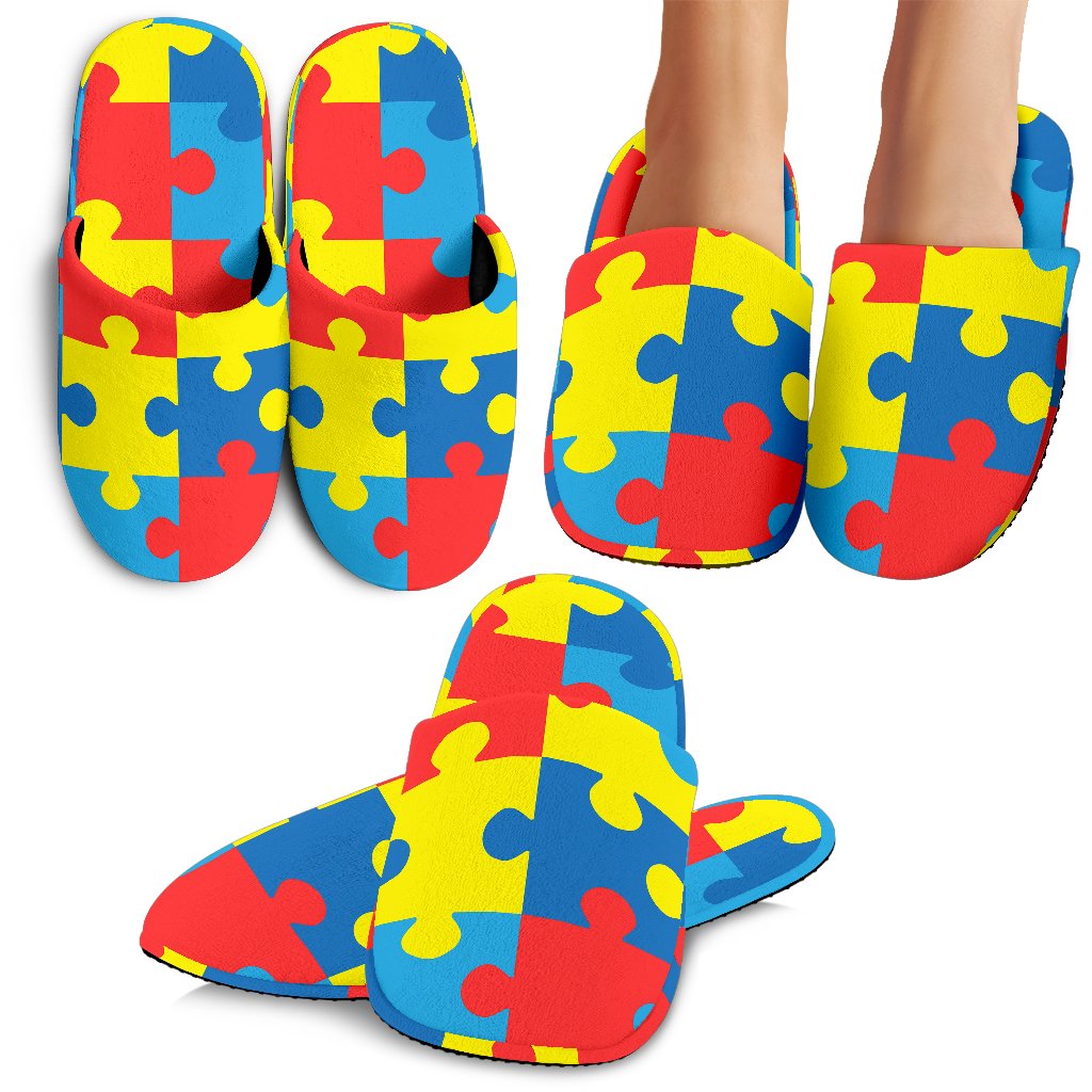 Autism Awareness Puzzles Design Print House Slippers
