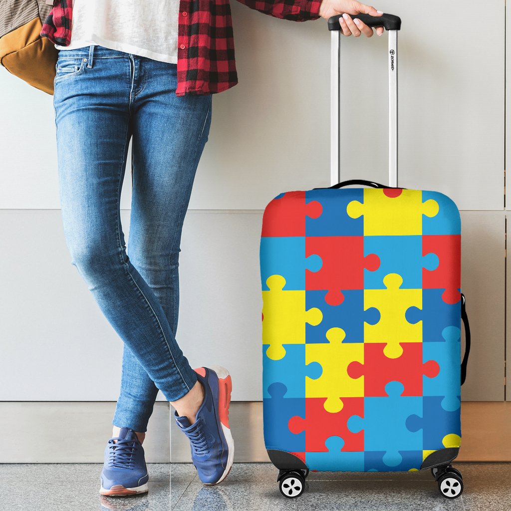 Autism Awareness Puzzles Design Print Luggage Cover Protector