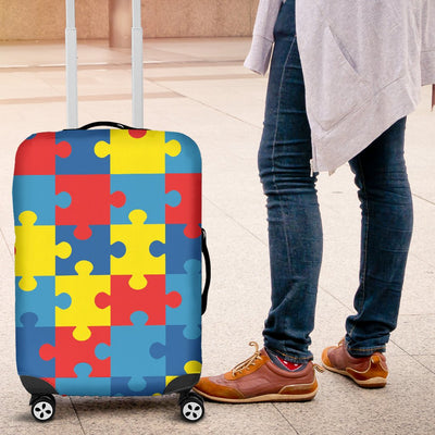 Autism Awareness Puzzles Design Print Luggage Cover Protector