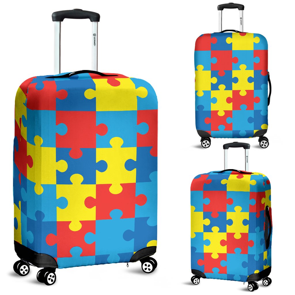 Autism Awareness Puzzles Design Print Luggage Cover Protector