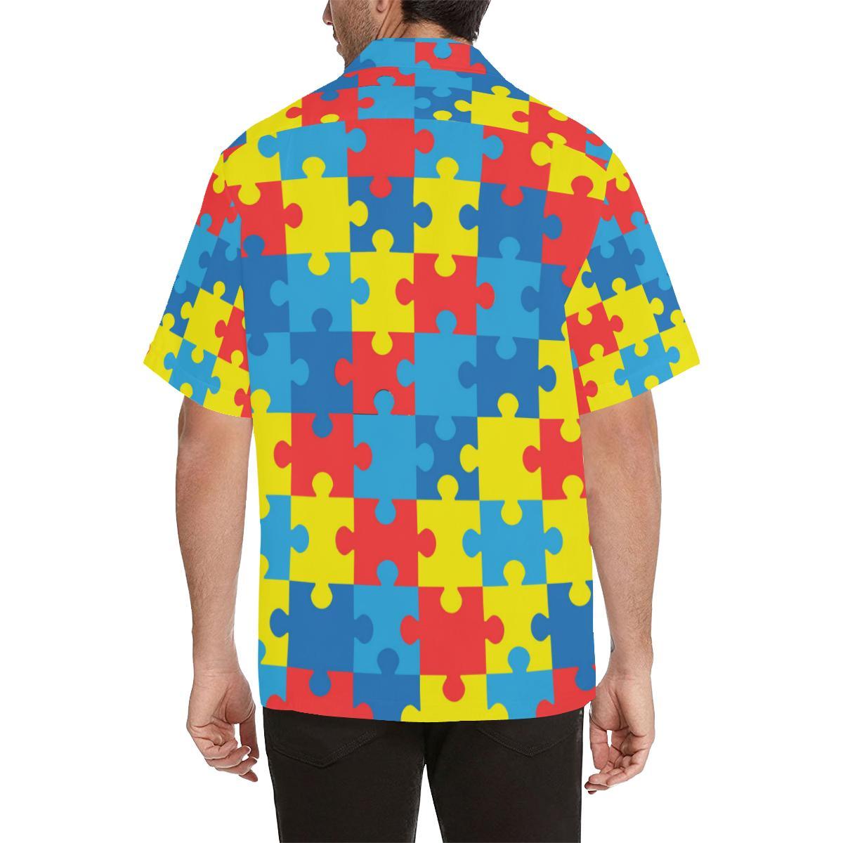 Autism Awareness Puzzles Design Print Men Aloha Hawaiian Shirt