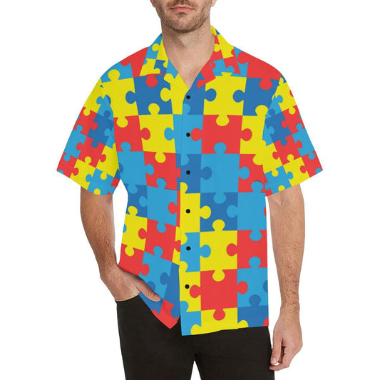 Autism Awareness Puzzles Design Print Men Aloha Hawaiian Shirt