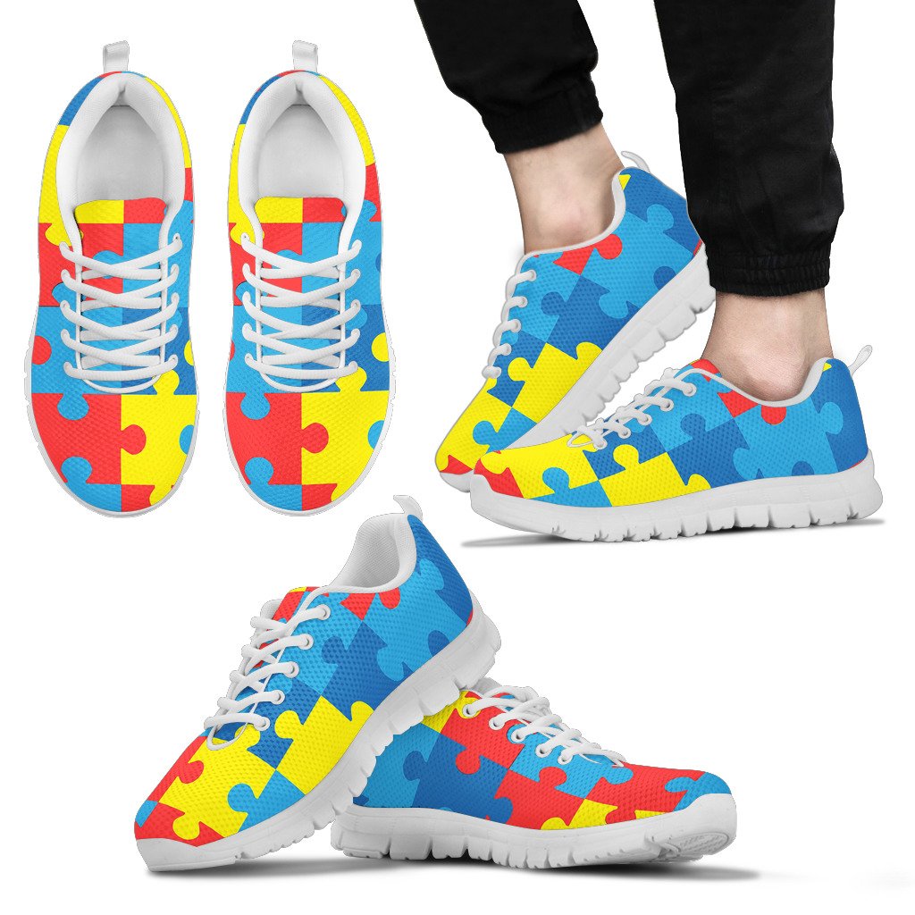 Autism Awareness Puzzles Design Print Men Sneakers Shoes