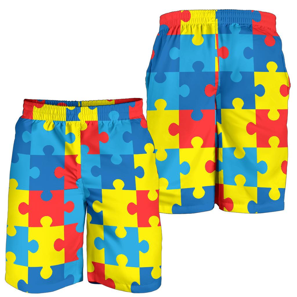 Autism Awareness Puzzles Design Print Mens Shorts-JTAMIGO.COM