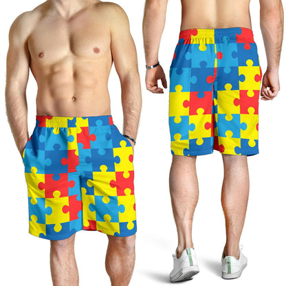 Autism Awareness Puzzles Design Print Mens Shorts-JTAMIGO.COM