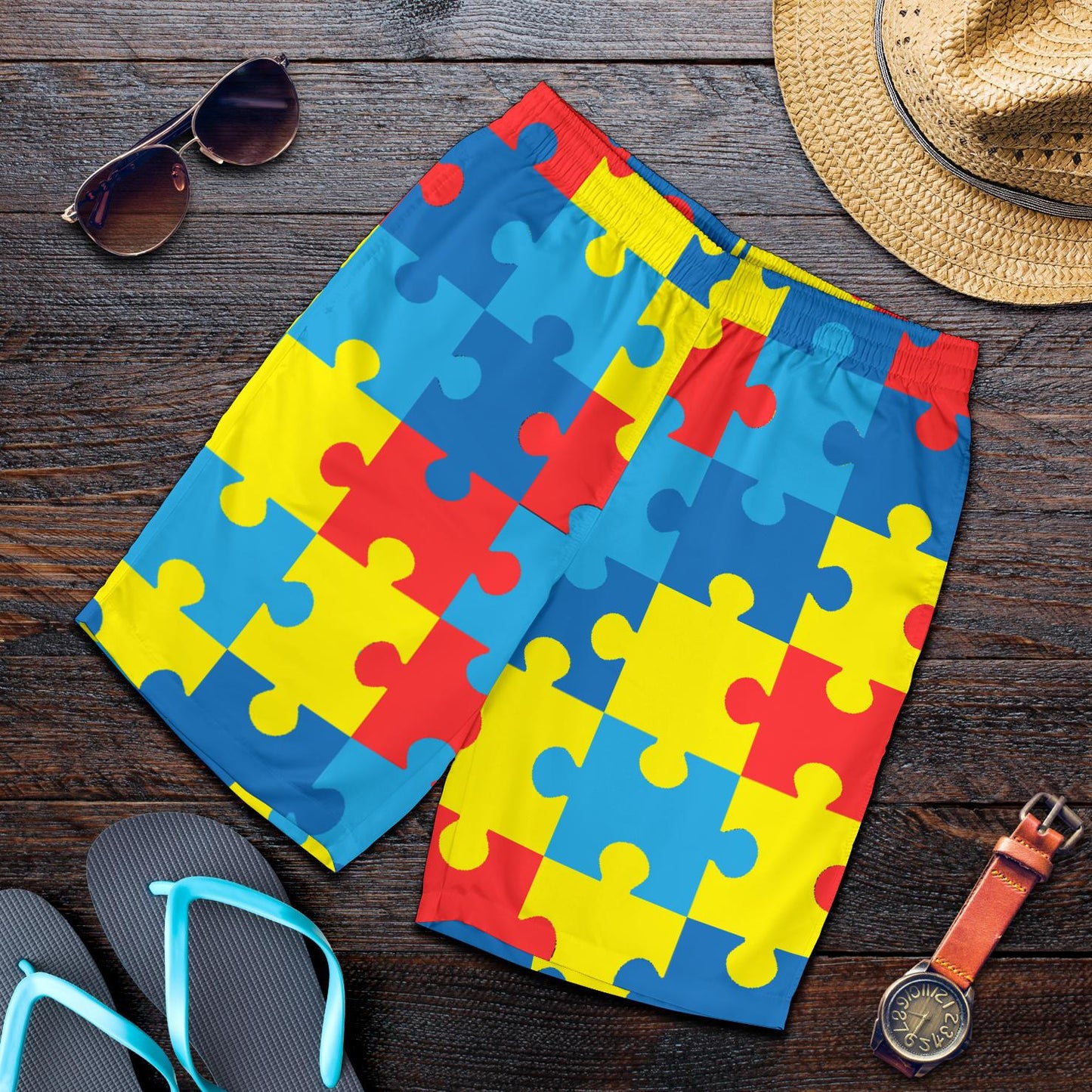Autism Awareness Puzzles Design Print Mens Shorts-JTAMIGO.COM