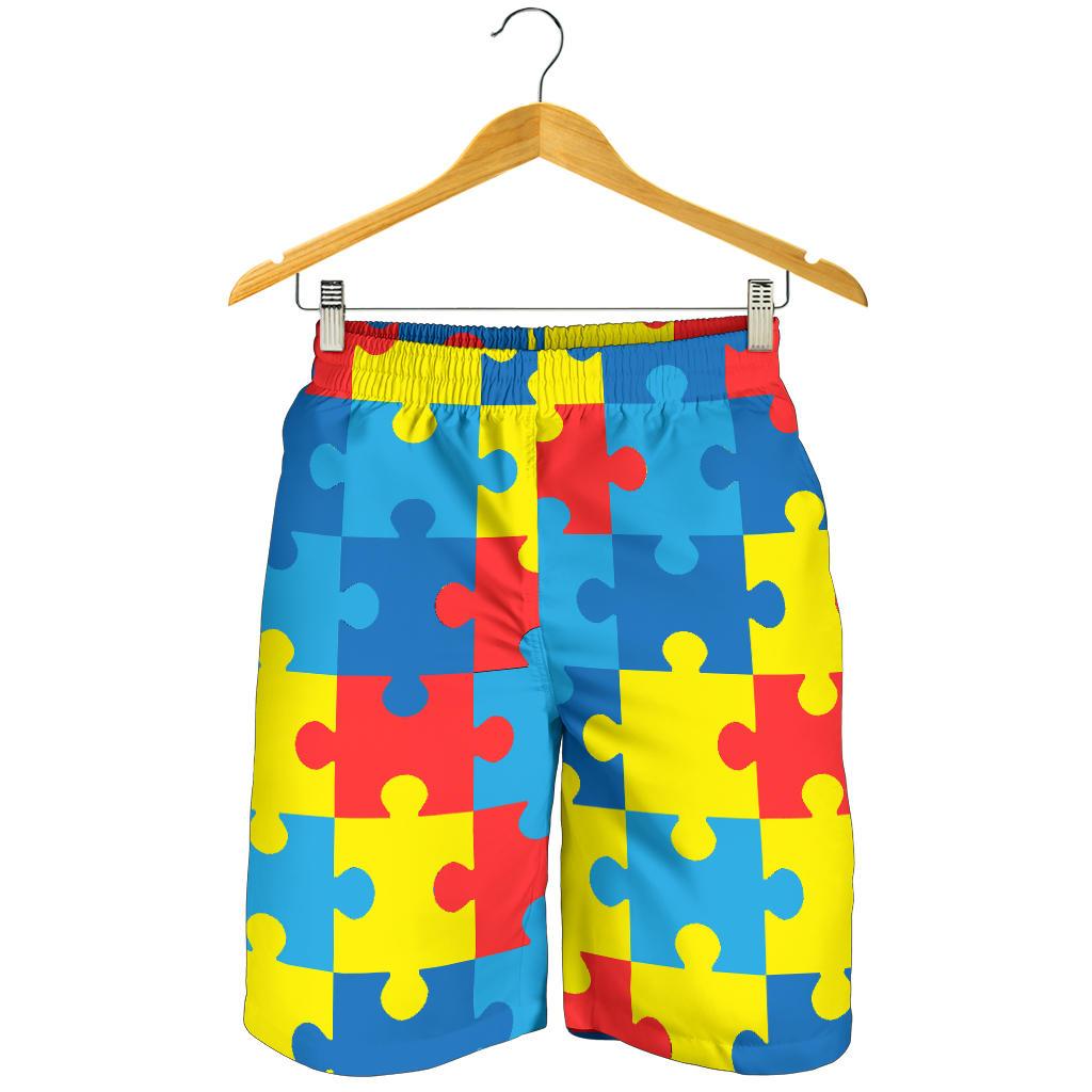 Autism Awareness Puzzles Design Print Mens Shorts-JTAMIGO.COM