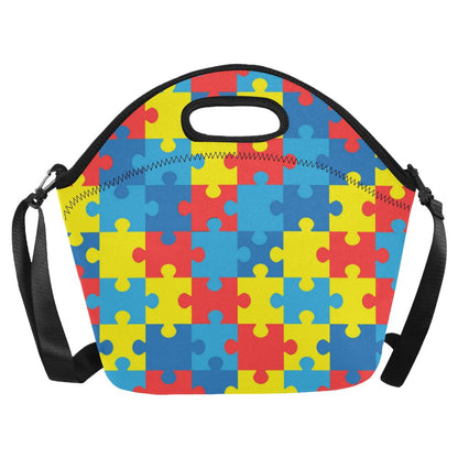Autism Awareness Puzzles Design Print Neoprene Lunch Bag (Model 1669)(Large)-JTAMIGO.COM