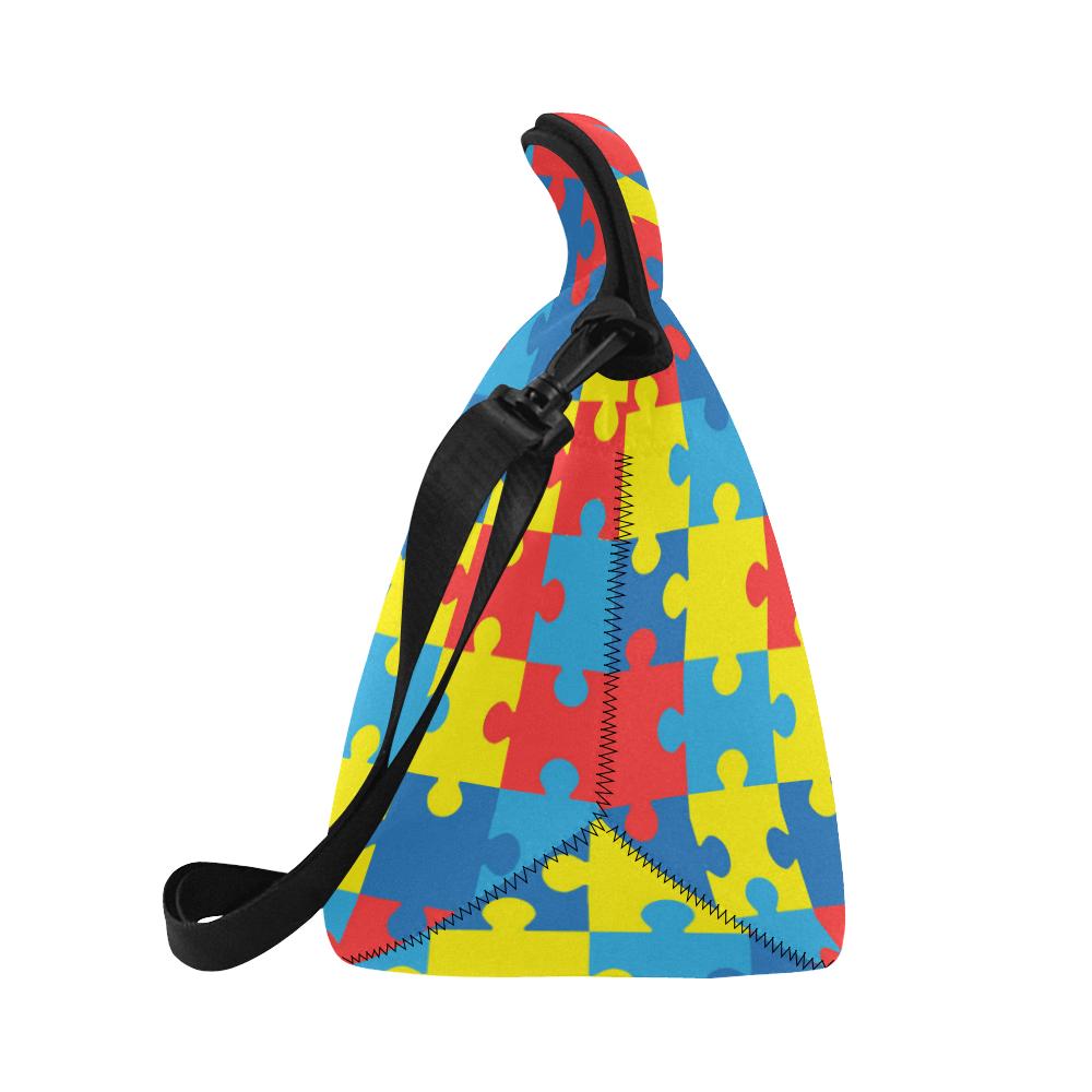 Autism Awareness Puzzles Design Print Neoprene Lunch Bag (Model 1669)(Large)-JTAMIGO.COM