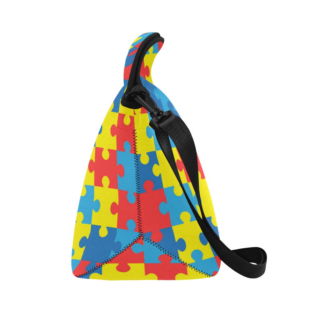 Autism Awareness Puzzles Design Print Neoprene Lunch Bag (Model 1669)(Large)-JTAMIGO.COM
