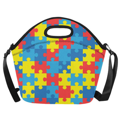 Autism Awareness Puzzles Design Print Neoprene Lunch Bag (Model 1669)(Large)-JTAMIGO.COM