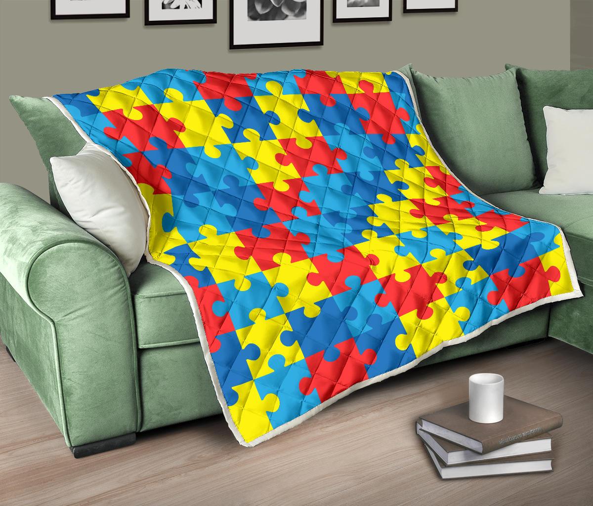 Autism Awareness Puzzles Design Print Premium Quilt-JTAMIGO.COM