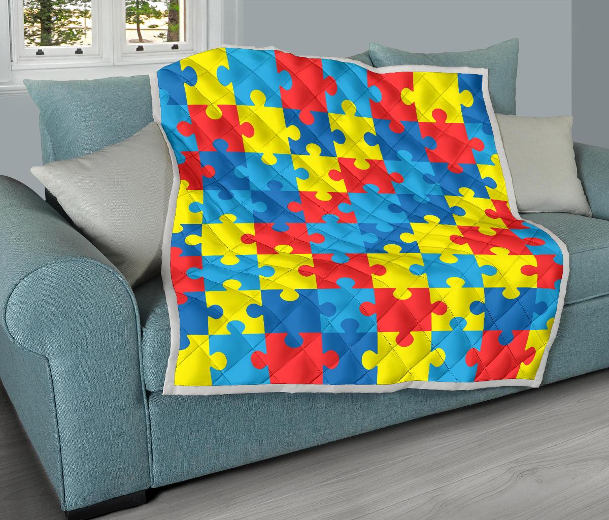 Autism Awareness Puzzles Design Print Premium Quilt-JTAMIGO.COM