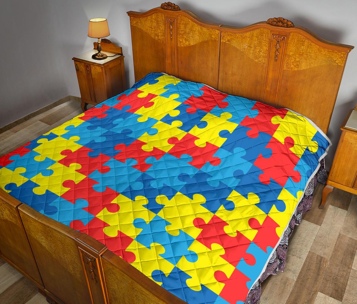 Autism Awareness Puzzles Design Print Premium Quilt-JTAMIGO.COM