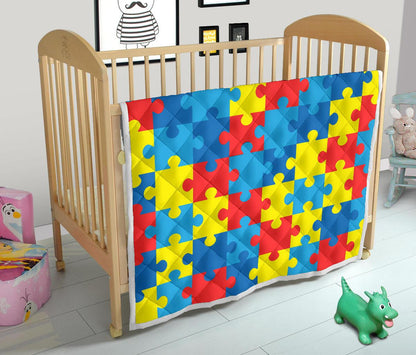Autism Awareness Puzzles Design Print Premium Quilt-JTAMIGO.COM
