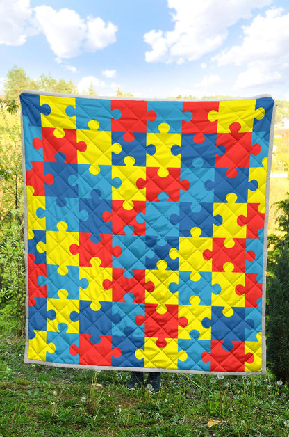 Autism Awareness Puzzles Design Print Premium Quilt-JTAMIGO.COM