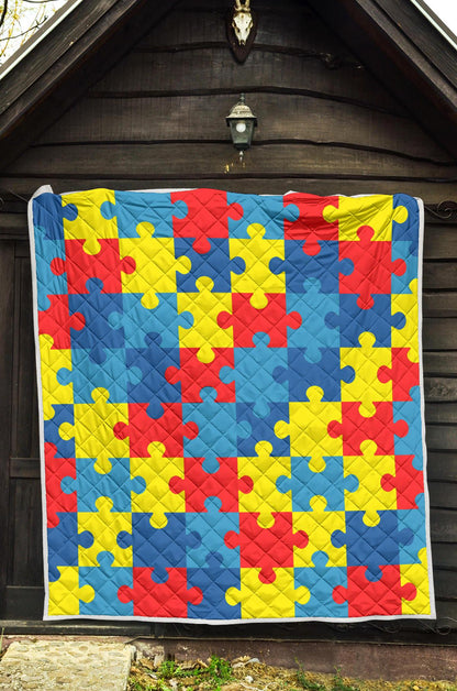Autism Awareness Puzzles Design Print Premium Quilt-JTAMIGO.COM