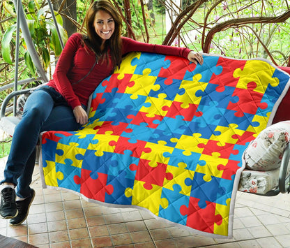 Autism Awareness Puzzles Design Print Premium Quilt-JTAMIGO.COM