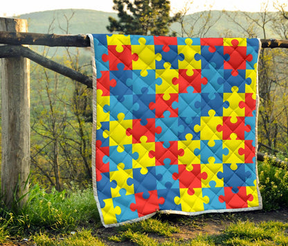 Autism Awareness Puzzles Design Print Premium Quilt-JTAMIGO.COM