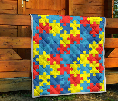 Autism Awareness Puzzles Design Print Premium Quilt-JTAMIGO.COM