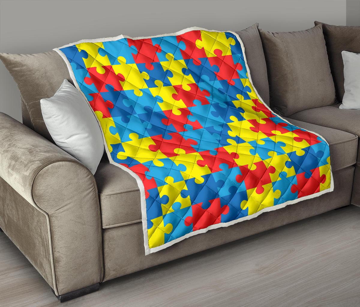 Autism Awareness Puzzles Design Print Premium Quilt-JTAMIGO.COM