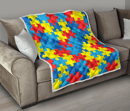 Autism Awareness Puzzles Design Print Premium Quilt-JTAMIGO.COM