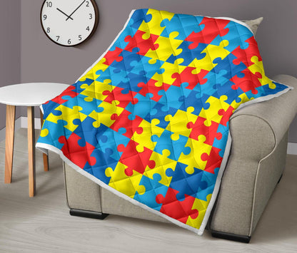Autism Awareness Puzzles Design Print Premium Quilt-JTAMIGO.COM