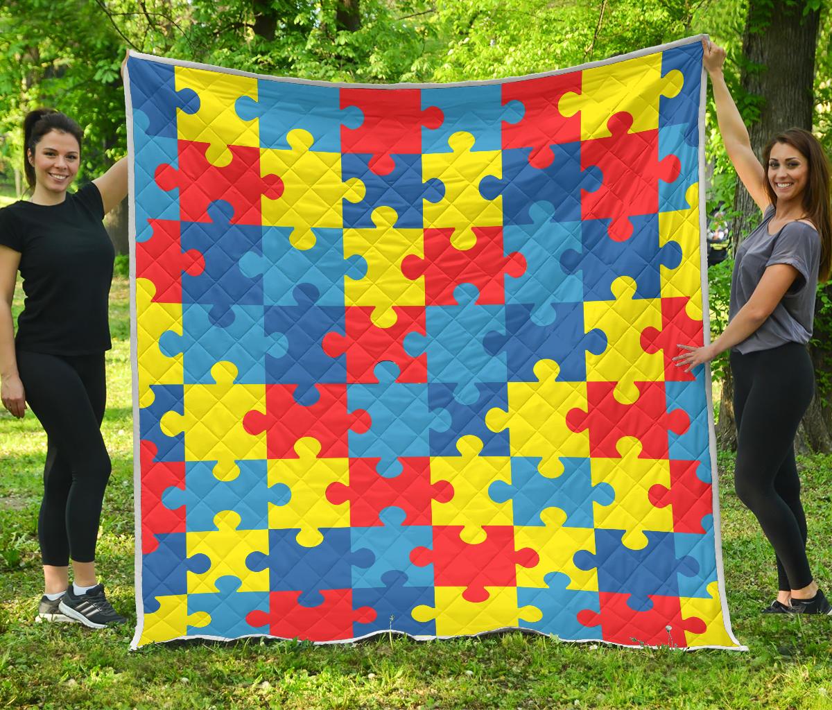 Autism Awareness Puzzles Design Print Premium Quilt-JTAMIGO.COM