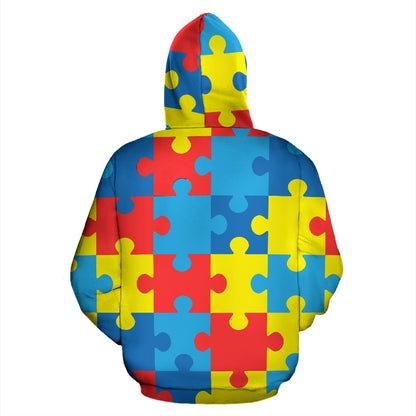 Autism Awareness Puzzles Design Print Pullover Hoodie