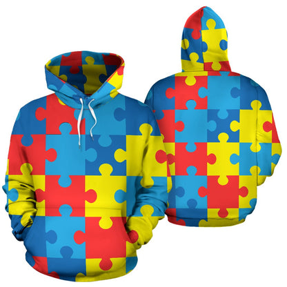 Autism Awareness Puzzles Design Print Pullover Hoodie